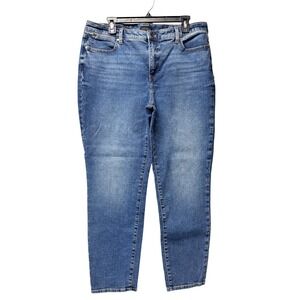 Talbots Slim Ankle Jean Women 14 Blue Studded Side Seam High Rise Medium Wash